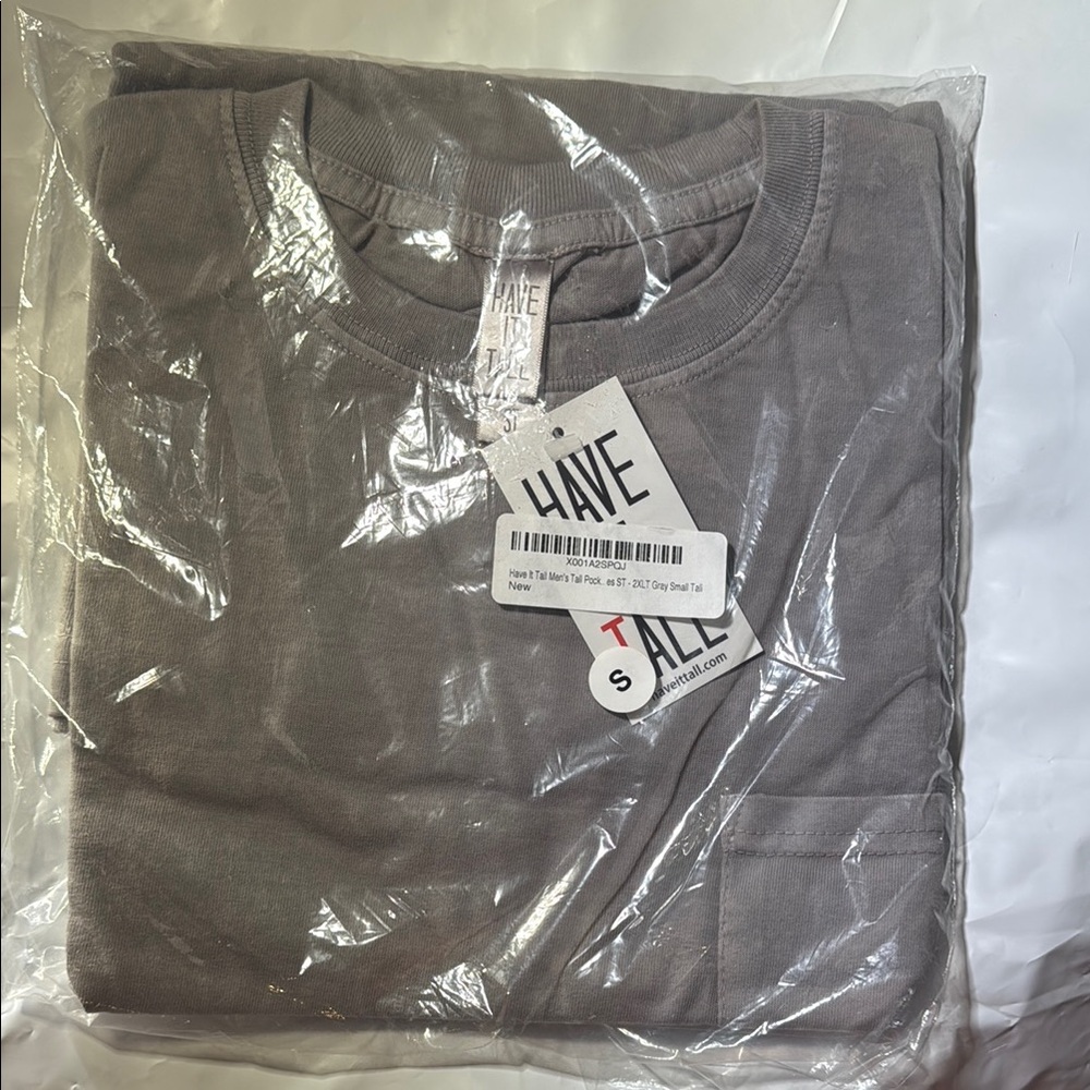 NWT Have It Tall Gray Pocket Short Sleeve Tee Crew Neck Basic Solid  Size S Tall